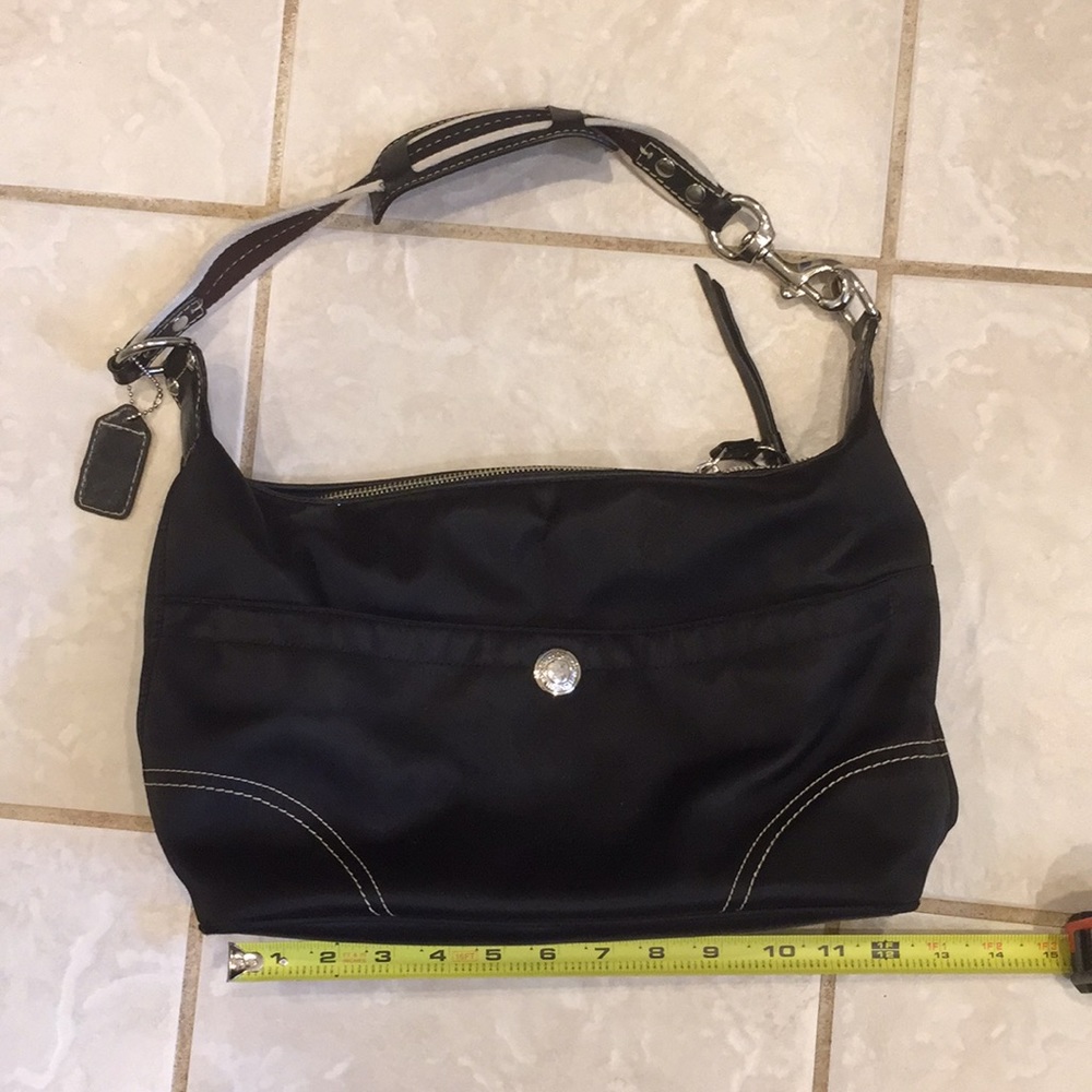 Fabric satin Coach shoulder bag 12x8,5x4,5”